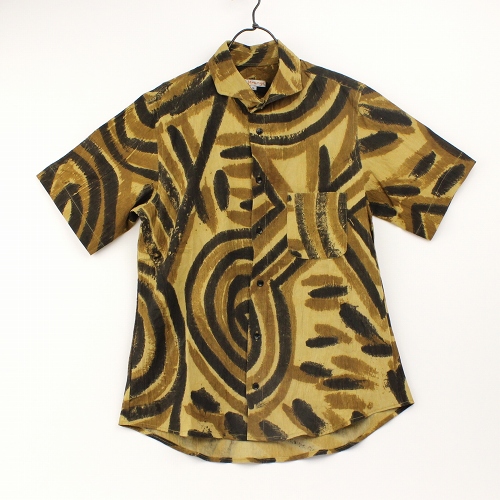 泥染め半袖シャツ M サイケ