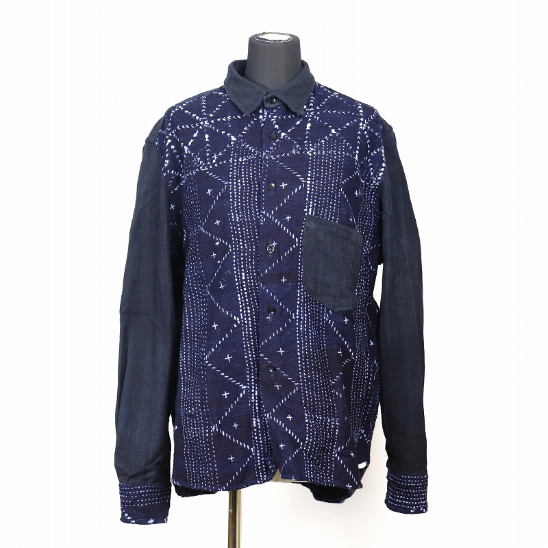 【受注】藍染長袖シャツ(ASSH-05)L ドゴン藍中厚