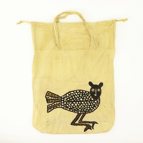 泥染め巾着エコバッグ ふくろう