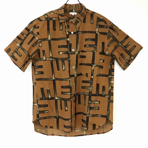 泥染半袖シャツL 茶レンガ01