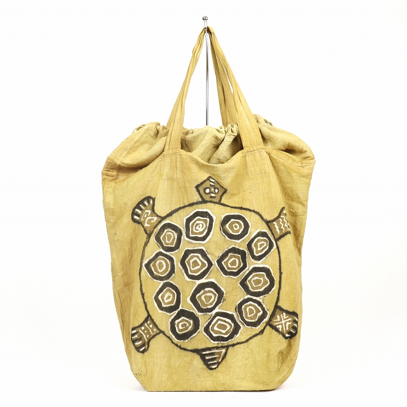泥染め手描き巾着エコバッグ カメ