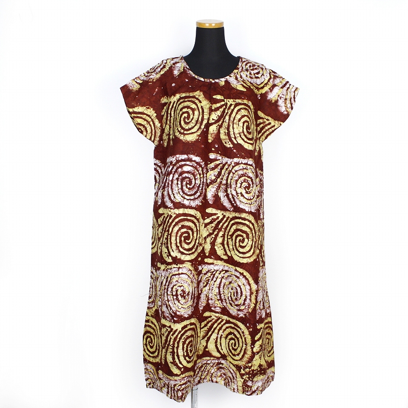 バティック布ワンピース フレンチスリーブ 02