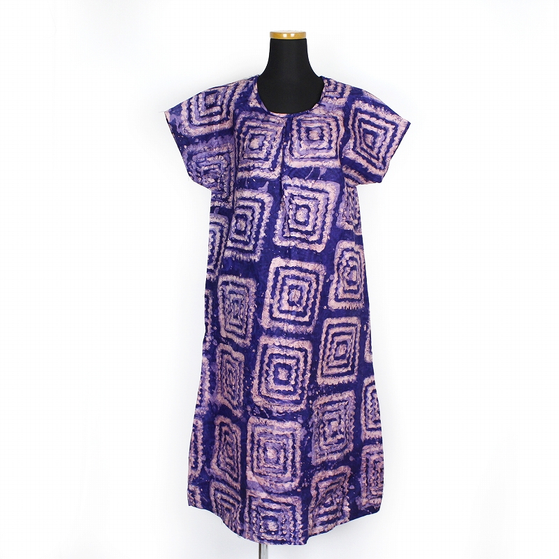 バティック布ワンピース フレンチスリーブ 03