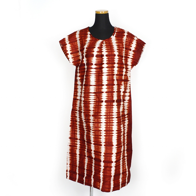 バティック布ワンピース フレンチスリーブ 05