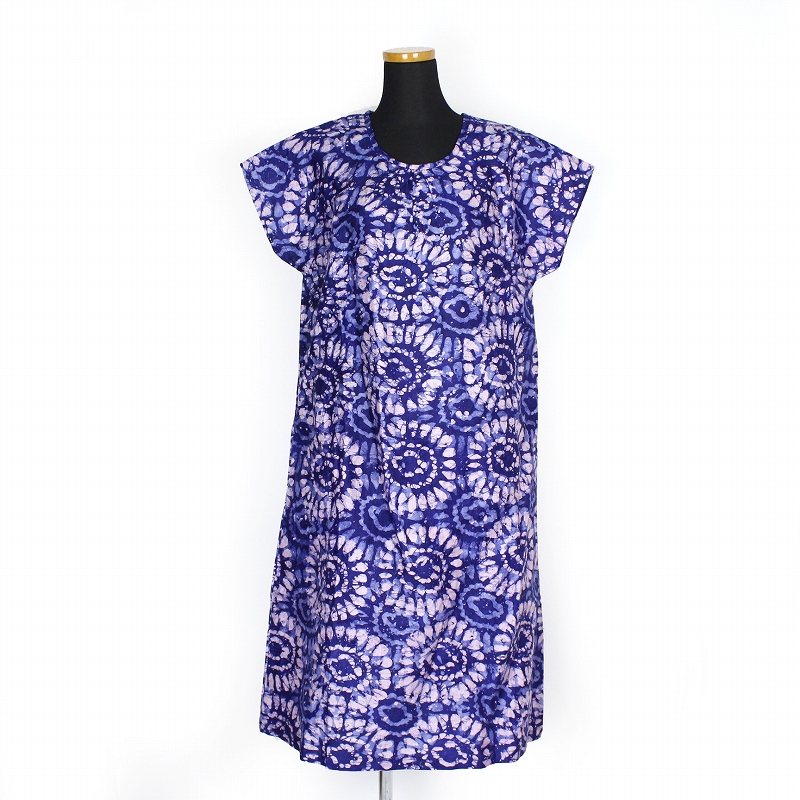 バティック布ワンピース フレンチスリーブ 06