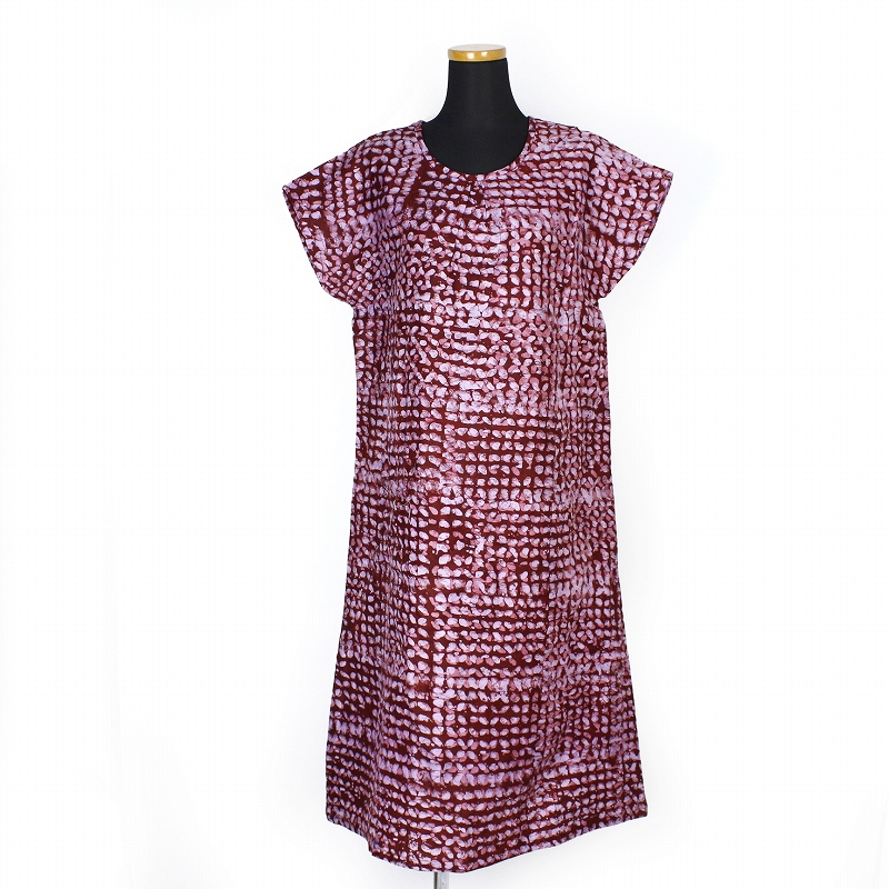 バティック布ワンピース フレンチスリーブ 07