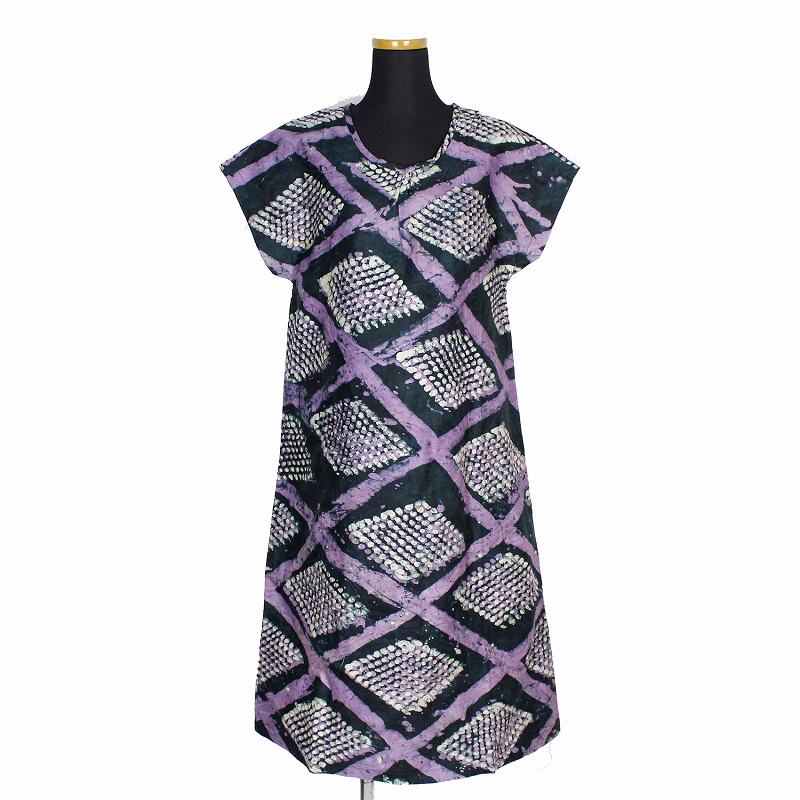 バティック布ワンピース フレンチスリーブ 09