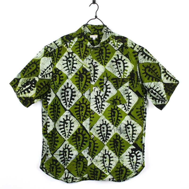 バティック布シャツ L 半袖 01