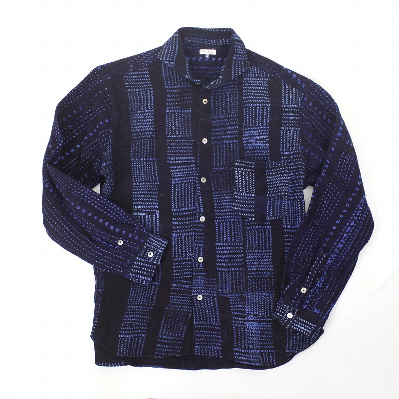藍染中厚長袖シャツ XXLL _02　一点物