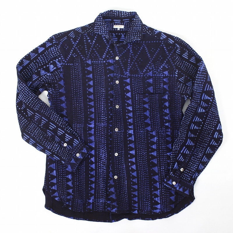 藍染中厚長袖シャツ XXLL _03　一点物
