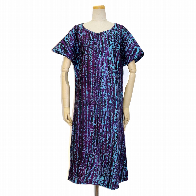 ガーナバティック布 フレンチスリーブワンピース 01