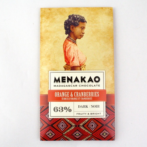 メナカオ ダークチョコレート63% オレンジ&クランベリー 75G