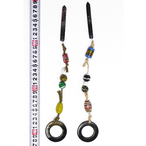 牛角xビーズ チャームクリップ リング