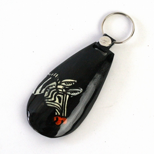 動物柄牛角くつべらキーリング シマウマ