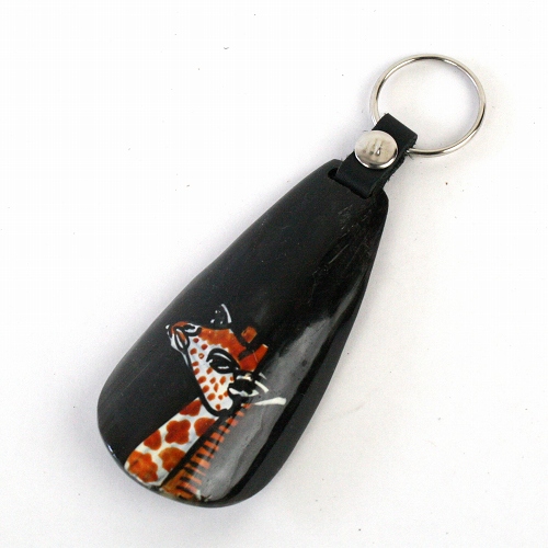 動物柄牛角くつべらキーリング キリン