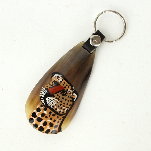 動物柄牛角くつべらキーリング ヒョウ