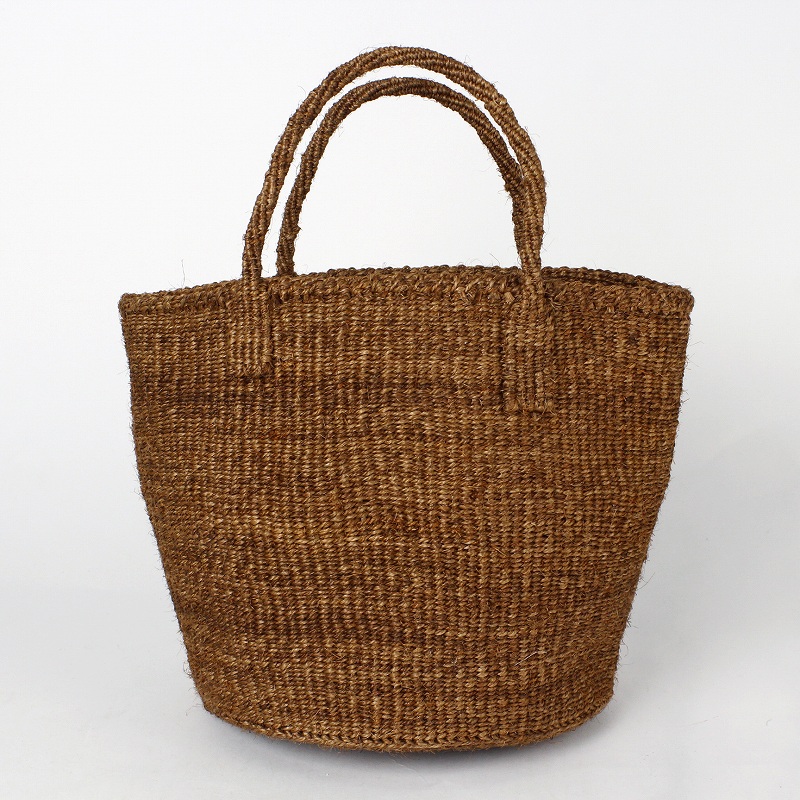 サイザルバッグ共手無地9インチ 無地 焦げ茶