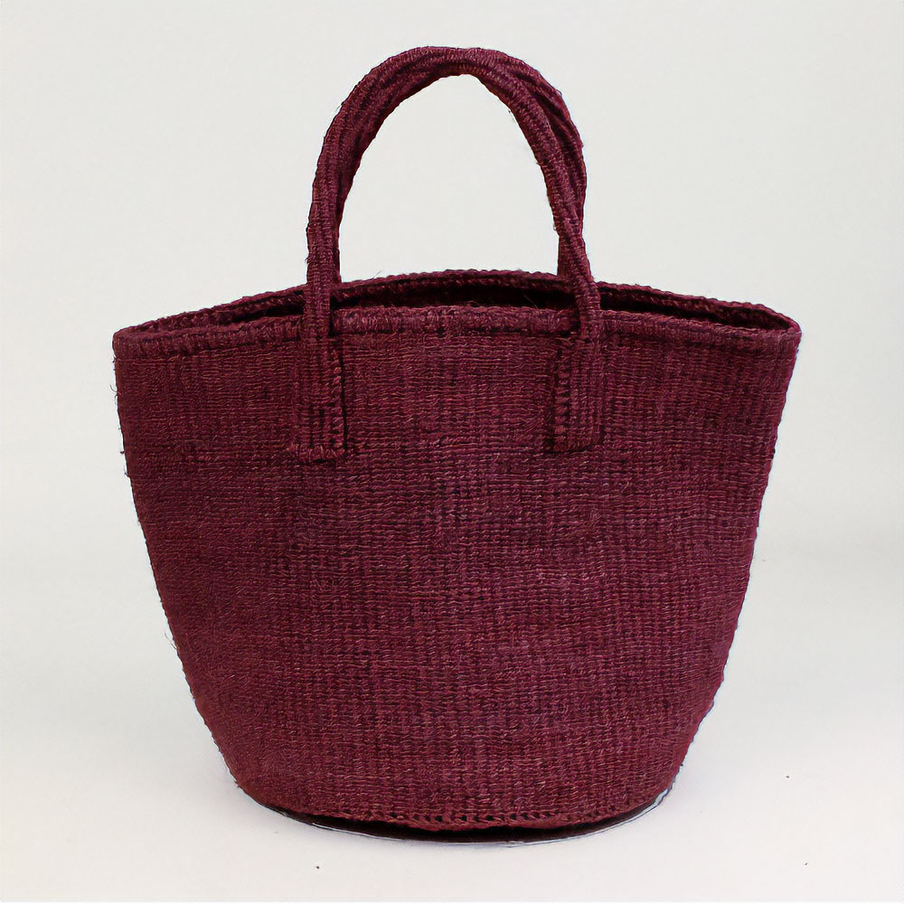 サイザルバッグ共手無地9インチ 無地 ワイン