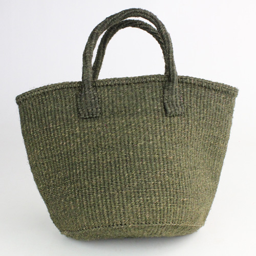 サイザルバッグ共手無地9インチ 無地 ダークグリーン