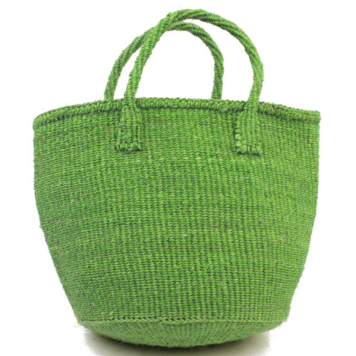 サイザルバッグ共手無地9インチ 無地　黄緑