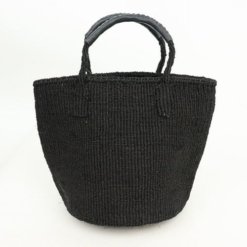サイザルバッグ共手9インチ ハンドル黒革巻き 黒