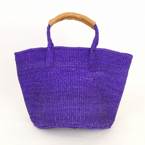 サイザルバッグ共手無地9インチ ハンドル革巻き 紫