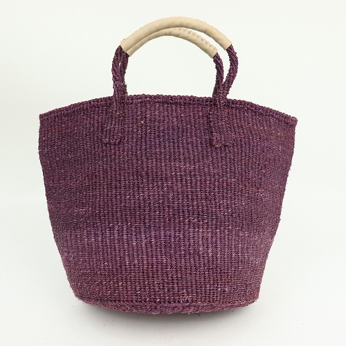 サイザルバッグ共手9インチ ハンドル生成革巻き マルーン