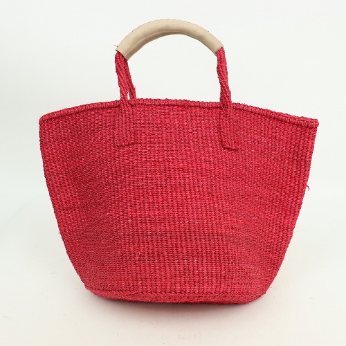 サイザルバッグ共手9インチ ハンドル生成革巻き 赤