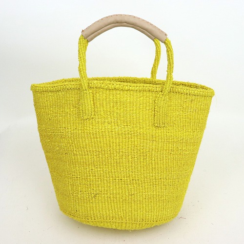 サイザルバッグ共手9インチ ハンドル生成革巻き 黄