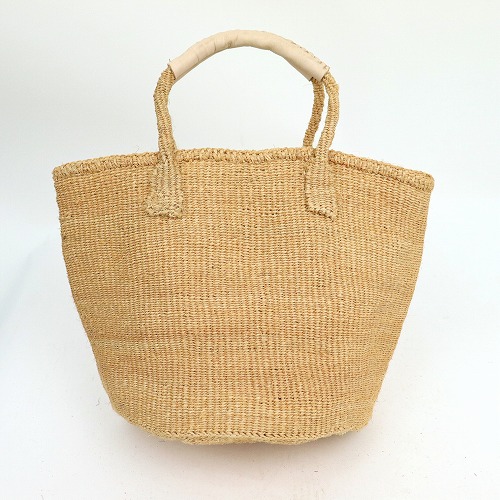サイザルバッグ共手9インチ ハンドル革巻き生成 クリーム