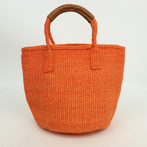 サイザルバッグ共手9インチ ハンドル革巻き オレンジ