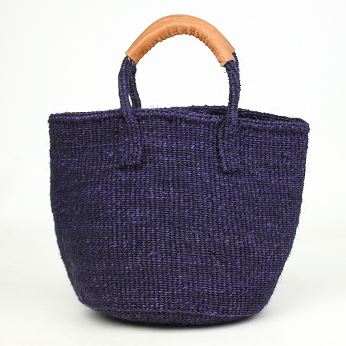 サイザルバッグ共手9インチ ハンドル革巻き 濃紺