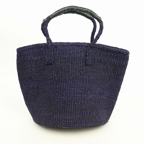 サイザルバッグ共手9インチ ハンドル革巻き黒 濃紺