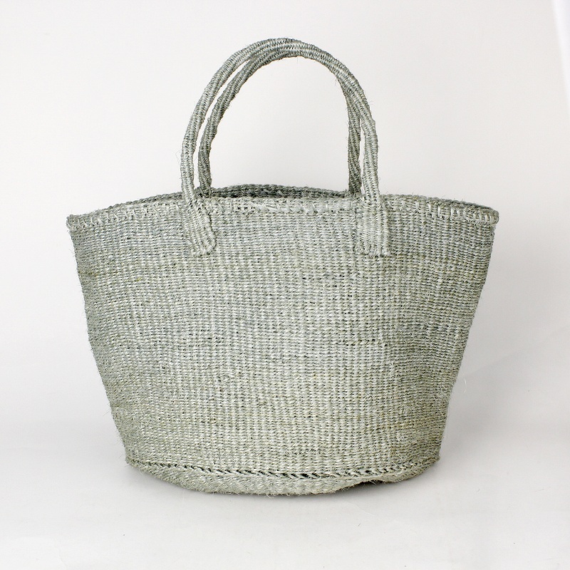 サイザルバッグ共手無地12インチ 無地 グレー