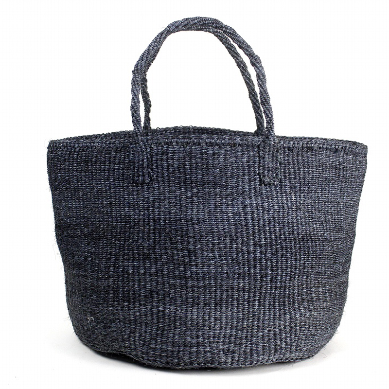 サイザルバッグ共手12インチ 無地 ダークグレー