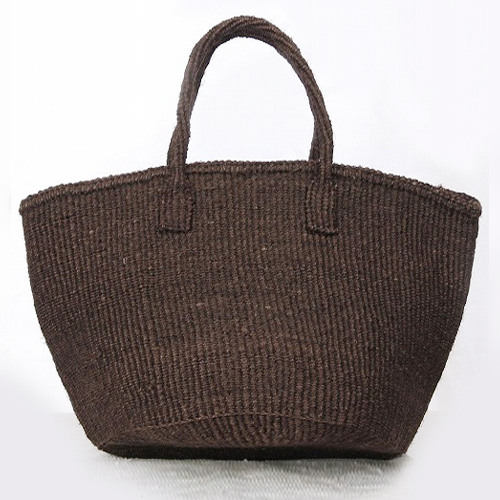 サイザルバッグ共手無地12インチ 無地 焦げ茶