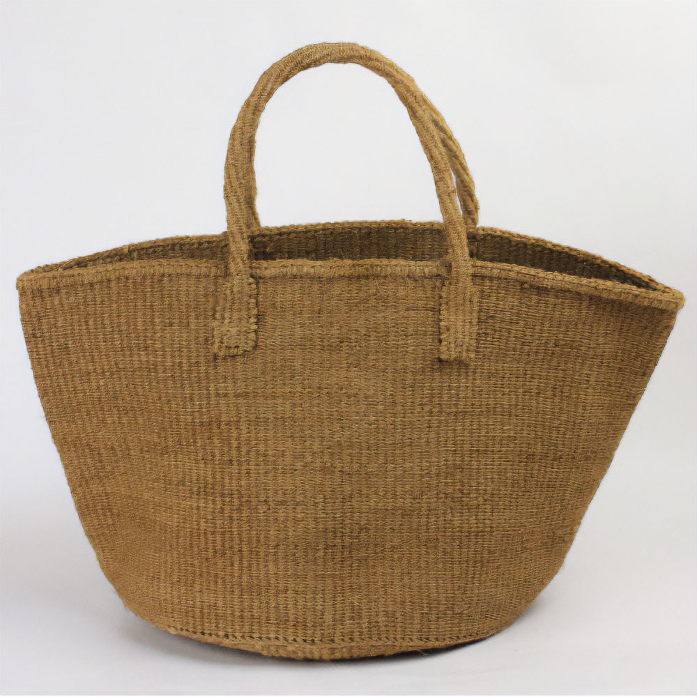 サイザルバッグ共手無地12インチ 無地 カーキ