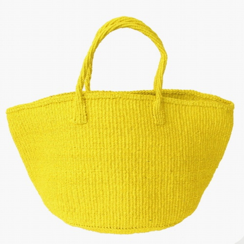 サイザルバッグ共手無地12インチ 無地　黄