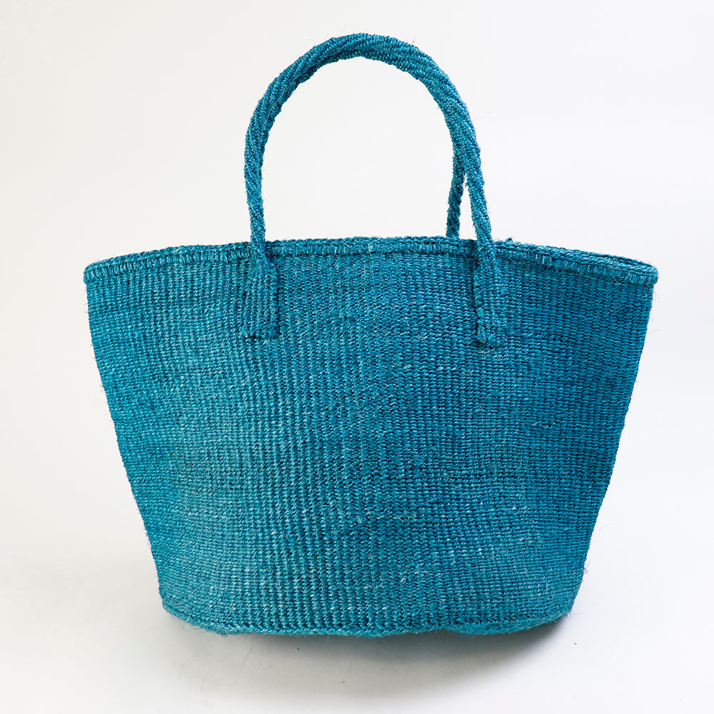 サイザルバッグ共手無地12インチ 無地 ターコイズ