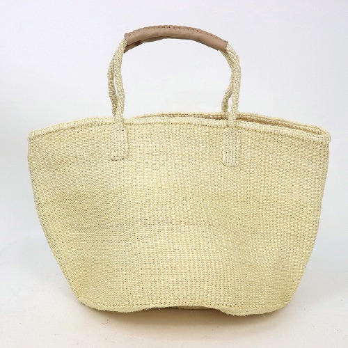 サイザルバッグ共手12インチ ハンドル革巻き生成 生成