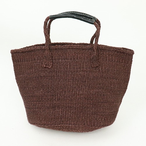 サイザルバッグ共手12インチ ハンドル革巻き黒 焦げ茶