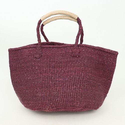 サイザルバッグ共手12インチ ハンドル生成革巻き マルーン