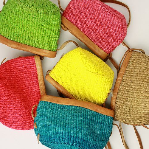 サイザル革縁ジッパーポシェット 色柄アソート