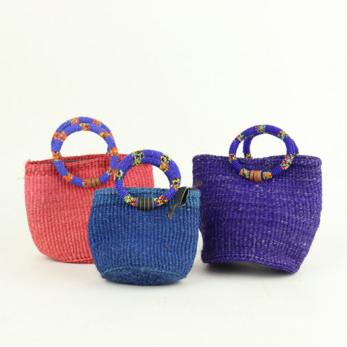 サイザルポーチ マサイビーズハンドル アソート