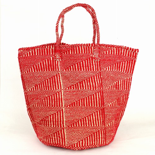 アクリルサイザルバッグ共手 大 赤 三角柄