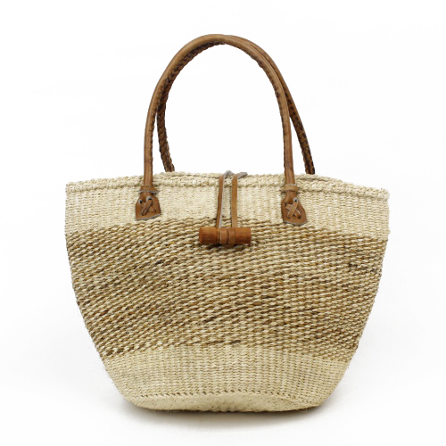 バナナx白サイザル手提げ