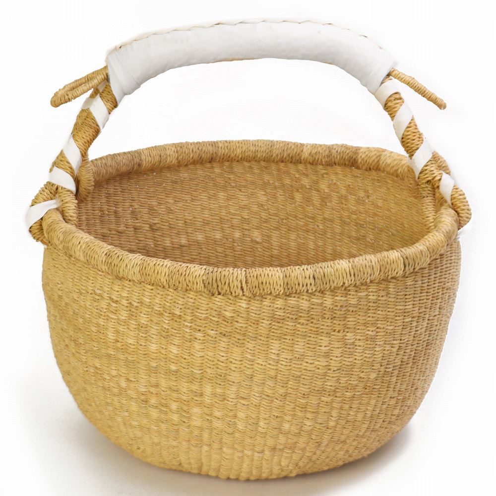 ブルキナバスケット L 無地 生成革ハンドル