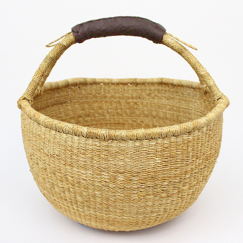 ブルキナバスケット L 無地 焦げ茶ハンドル