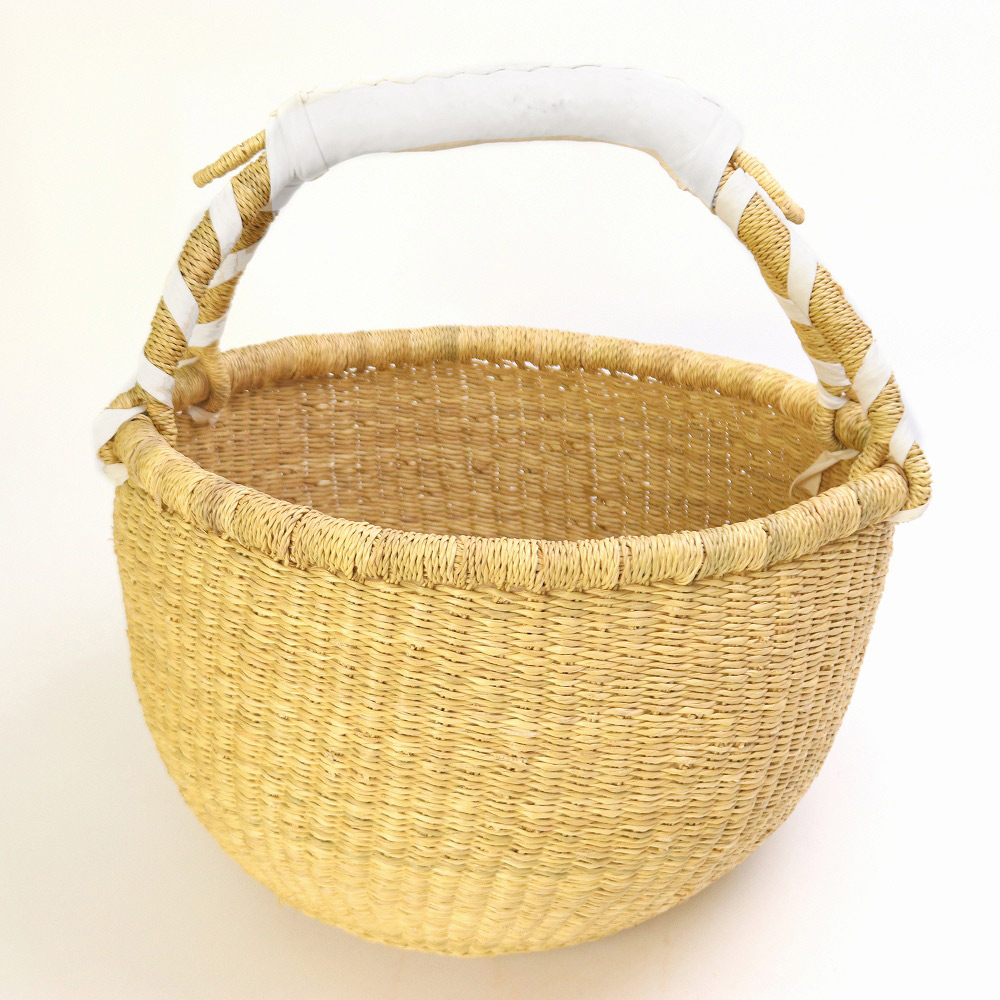 ブルキナバスケット M 無地 生成革ハンドル