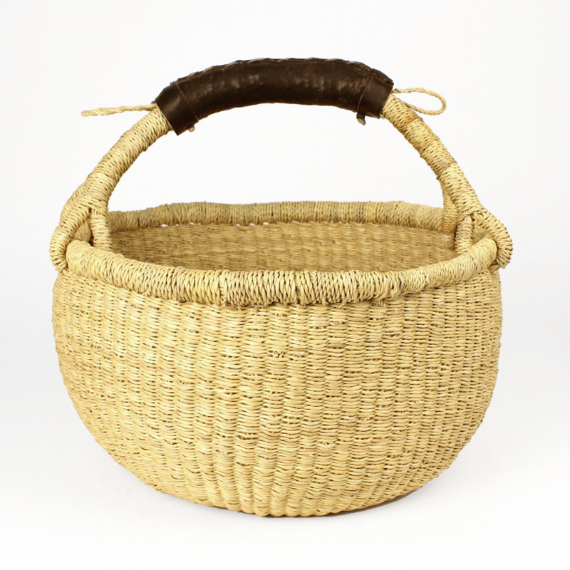 ブルキナバスケット M 無地 焦げ茶ハンドル